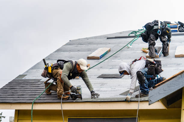Professional Gutter Installation technician working in Mesick, MI